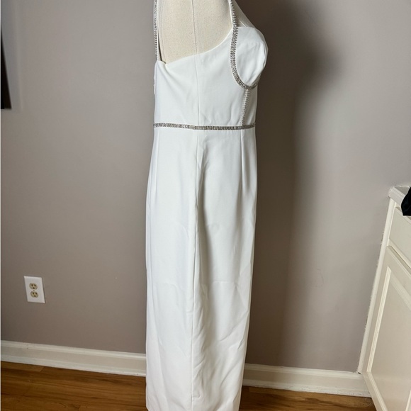 Self-Portrait White Bonded Crepe Midi Dress – Size 6 - Picture 6 of 10